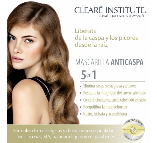 Beneficios 5 en 1 de la mascarilla anticaspa de clearé institute
