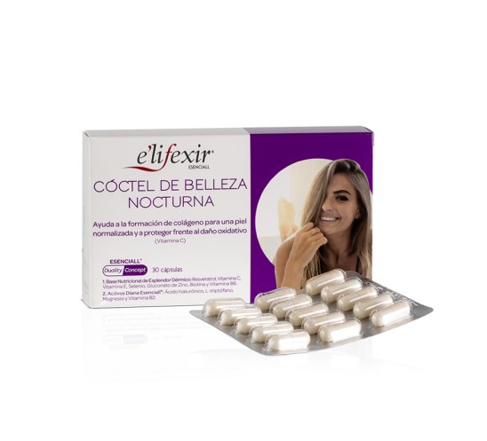 Cóctel de belleza nocturna junto al blister Cóctel de belleza nocturna junto al blister