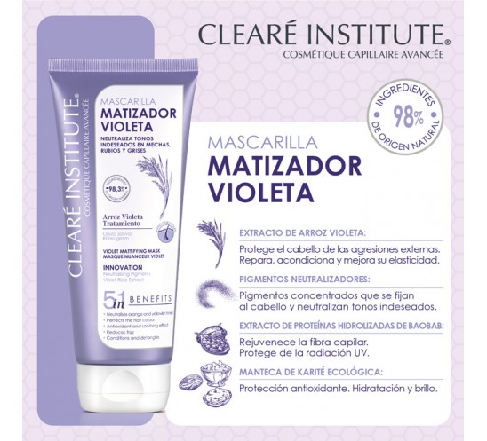 Beneficos de los ingredientes de la mascarilla matizadora violeta