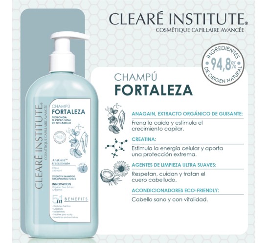 Ingredientes Champú Fortaleza anticaída - Clearé Institute