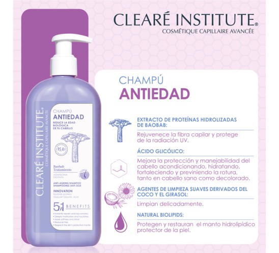 Beneficios ingredientes Champú antiedad cleare