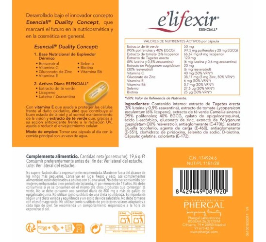 Composición de Piel canela comprimidos