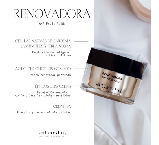 Ingredientes crema renovadora antiarrugas Atashi