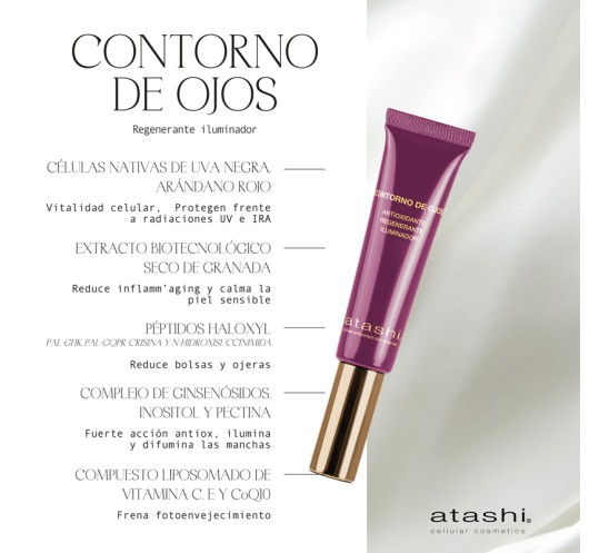 Ingredientes Contorno de Ojos Iluminador Regenerante Atashi