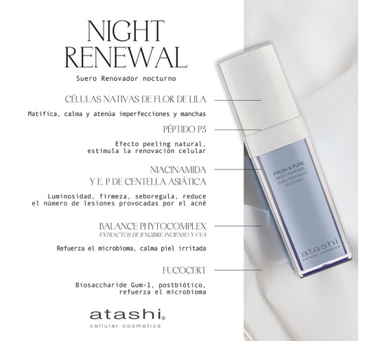 Ingredientes Suero night renewal Atashi Ingredientes Suero night renewal Atashi