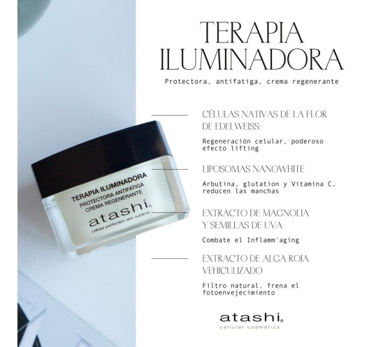 Ingredientes terapia iluminadora protectora antifatiga Atashi