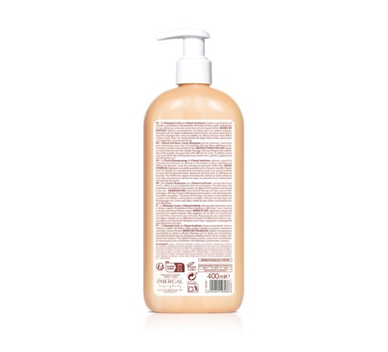 Trasera champú curly con etiqueta de ingredientes