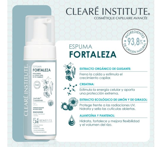 Ingredientes Espuma Fortaleza Anticaída - Clearé Institute