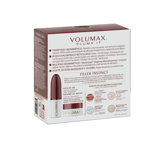 Trasera de la caja del tratamiento voluminizador labial de día y de noche