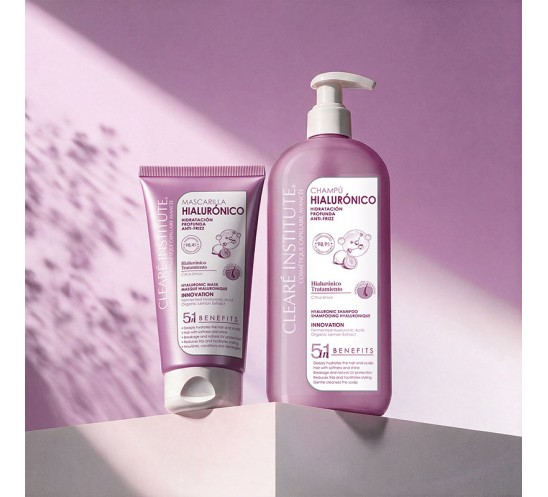 Dúo de mascarilla y champú de ácido hialurónico de clearé institute