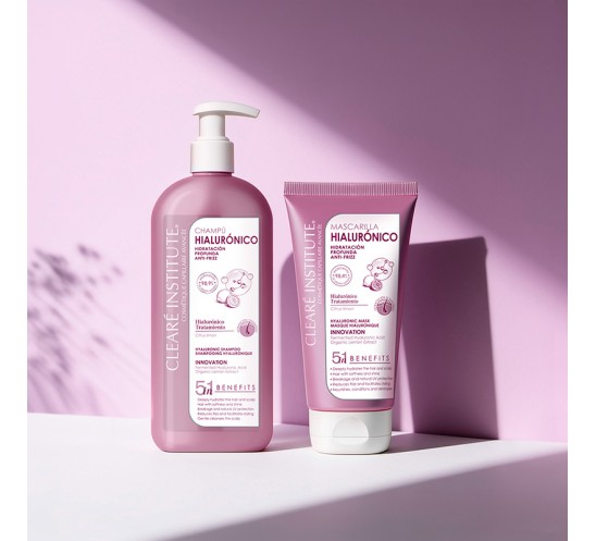 Dúo de champú y mascarilla de la línea de ácido hialurónico de cleare institute
