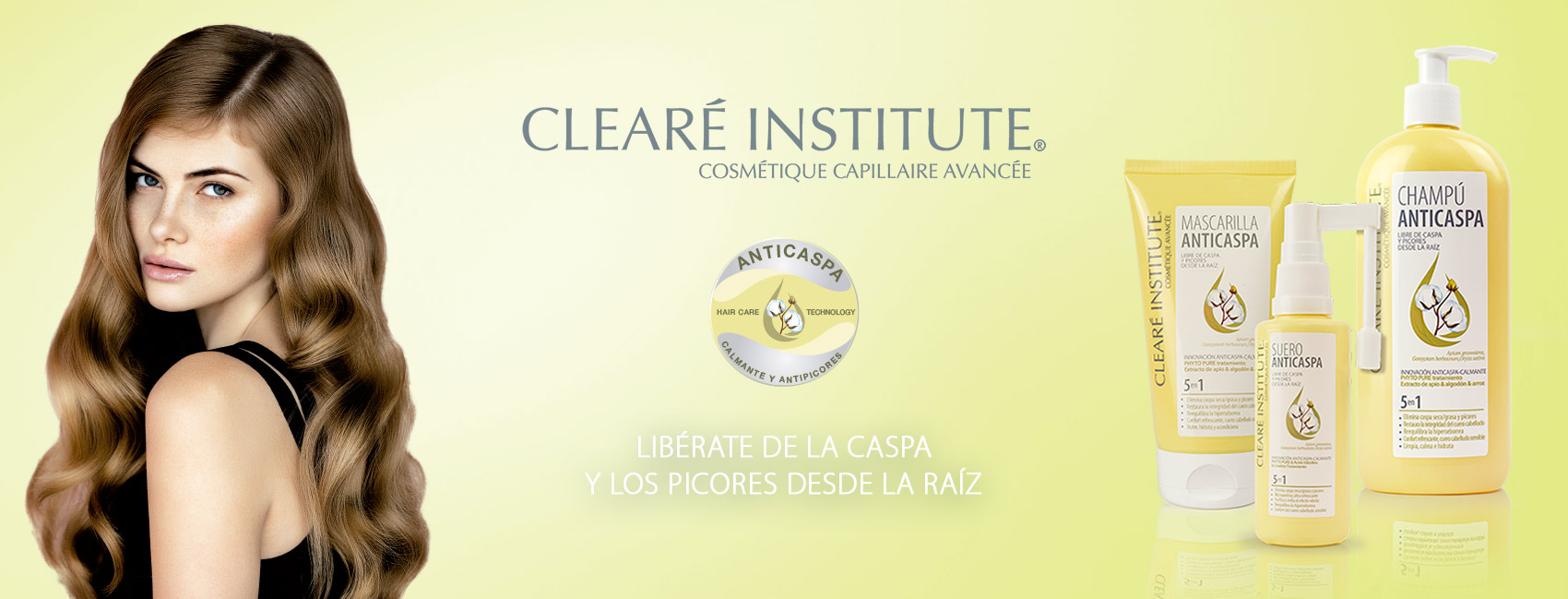 Banner de la línea anticaspa clearé institute