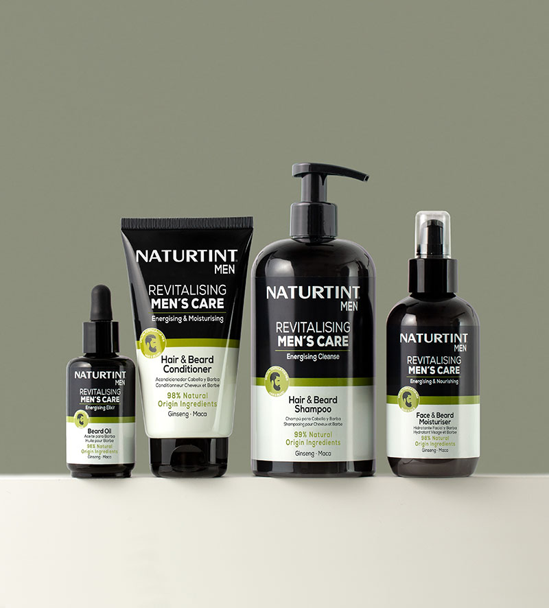 Nueva línea para hombre de Naturtint MEN: champú, acondicionador, bálsamo hidratante y aceite para barba 
